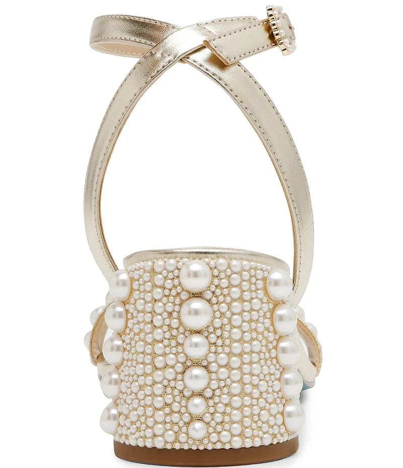 Blue by Betsey Johnson Tina Satin Pearl Ornamented Dress Sandals