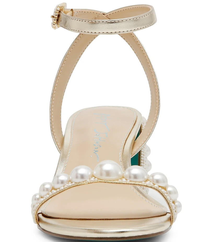 Blue by Betsey Johnson Tina Satin Pearl Ornamented Dress Sandals