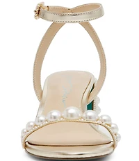 Blue by Betsey Johnson Tina Satin Pearl Ornamented Dress Sandals