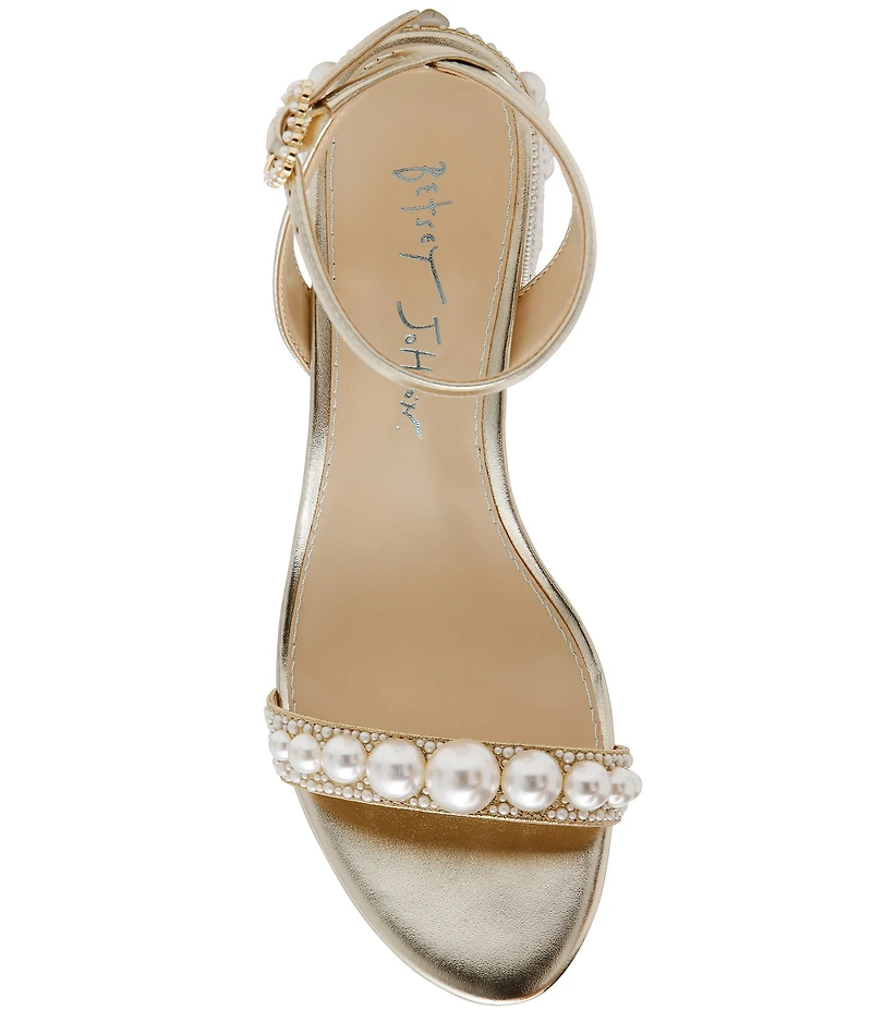 Blue by Betsey Johnson Tina Satin Pearl Ornamented Dress Sandals