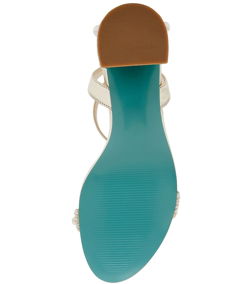 Blue by Betsey Johnson Tina Satin Pearl Ornamented Dress Sandals