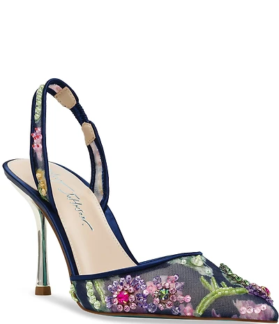 Blue by Betsey Johnson Velma Floral Embellished Slingback Pumps
