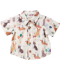 Blue Rooster by Pink Chicken Baby Boys Party Pets Short Sleeve Jack Shirt