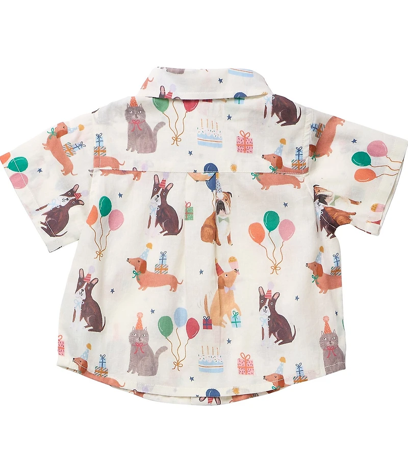 Blue Rooster by Pink Chicken Baby Boys Party Pets Short Sleeve Jack Shirt