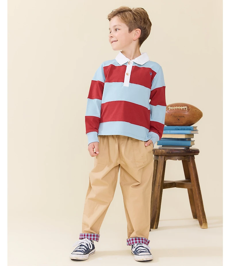 Blue Rooster by Pink Chicken Boys Albert Horizontal Stripe Rugby Shirt