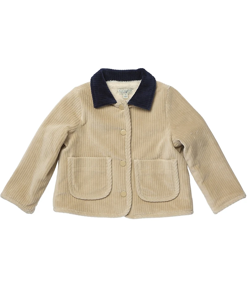 Blue Rooster By Pink Chicken Boys Jace Corduroy Sherpa Lined Snap Front Jacket