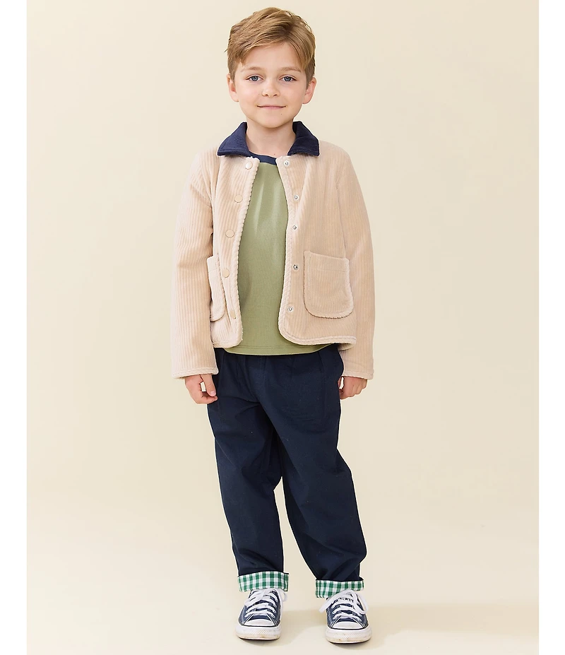 Blue Rooster By Pink Chicken Boys Jace Corduroy Sherpa Lined Snap Front Jacket