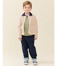 Blue Rooster By Pink Chicken Boys Jace Corduroy Sherpa Lined Snap Front Jacket