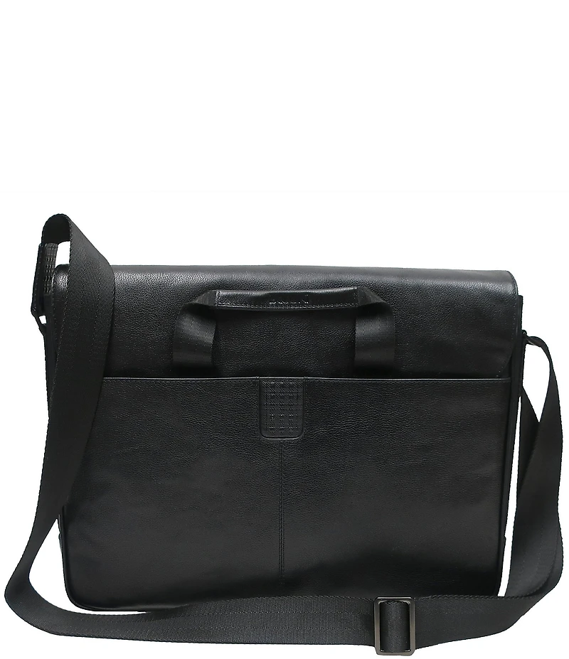 BOCONI Garth Coated Zipper Leather Messenger Bag