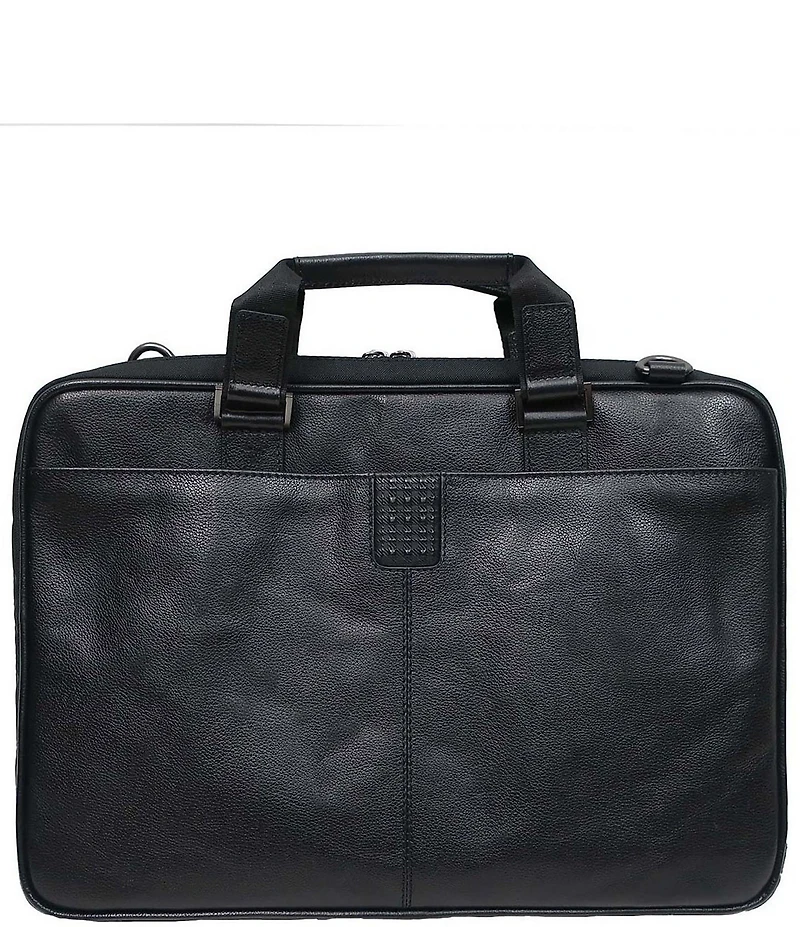 BOCONI Garth Coated Zipper Slim Leather Laptop Briefcase