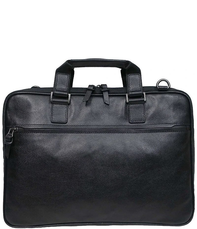 BOCONI Garth Coated Zipper Slim Leather Laptop Briefcase
