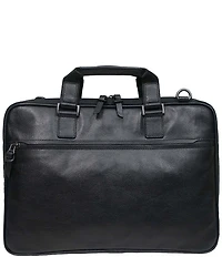 BOCONI Garth Coated Zipper Slim Leather Laptop Briefcase