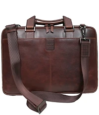 BOCONI Garth Coated Zipper Slim Leather Laptop Briefcase