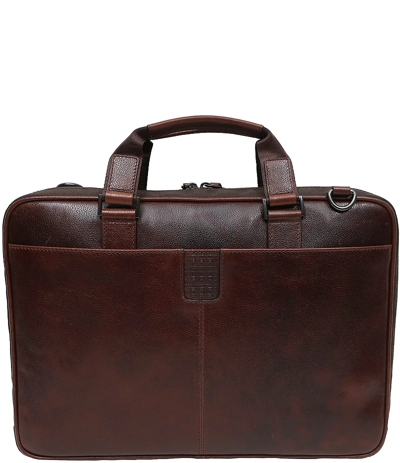 BOCONI Garth Coated Zipper Slim Leather Laptop Briefcase