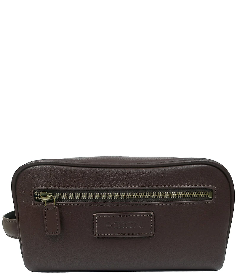 BOCONI Men's Michael Full Grain Leather Dopp Kit Handcrafted Travel Kit