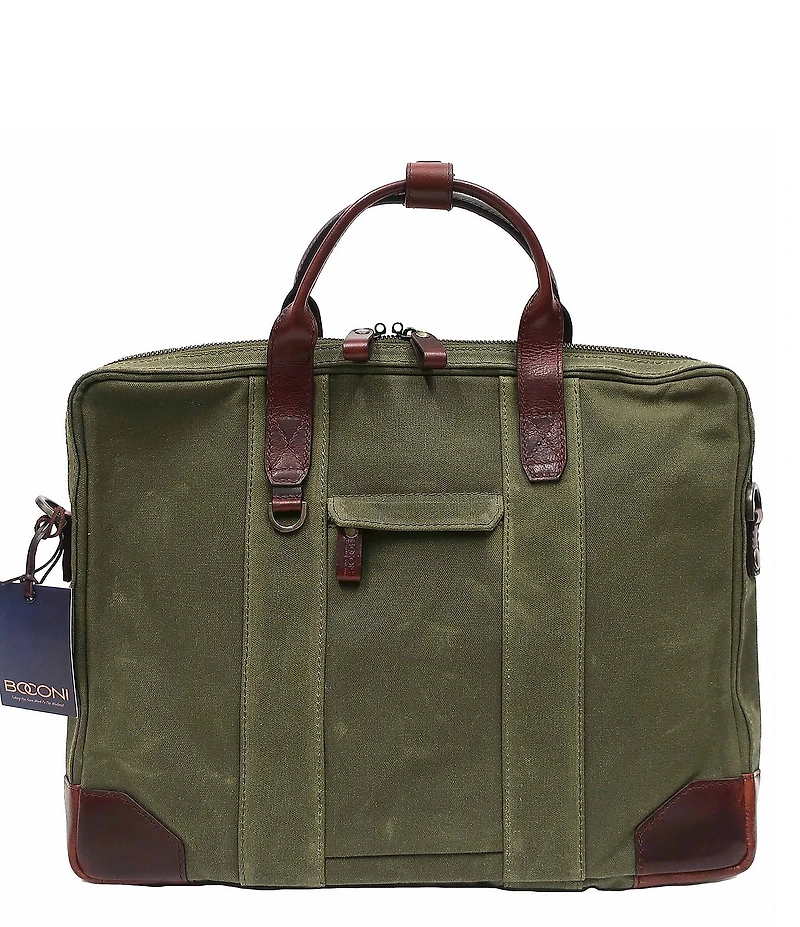 BOCONI Sloan Waxed Canvas Travel Laptop Briefcase