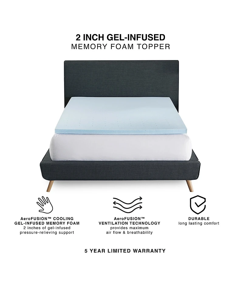 BodiPEDIC -Inch Gel-Infused Memory Foam Mattress Bed Topper