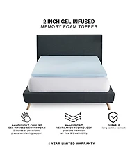 BodiPEDIC -Inch Gel-Infused Memory Foam Mattress Bed Topper
