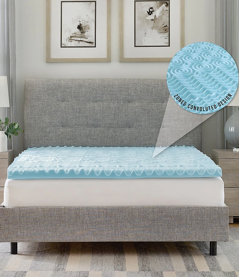 BodiPEDIC 2-Inch Gel-Infused Zoned Convoluted Memory Foam Mattress Bed Topper