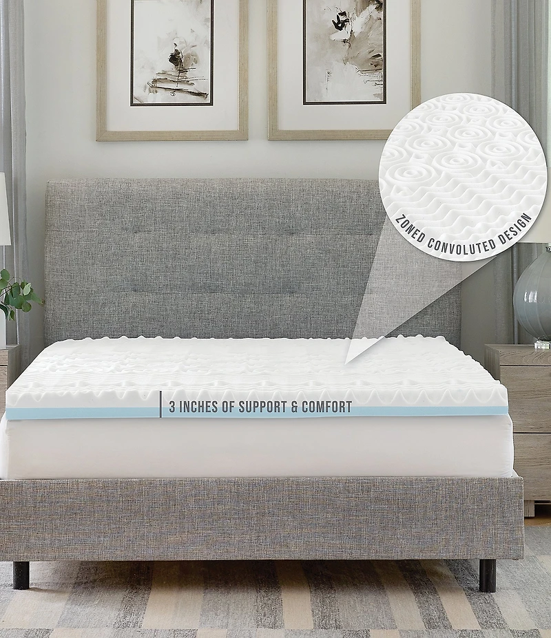 BodiPEDIC 3-Inch Reversible Dual Sided Memory Foam Mattress Bed Topper