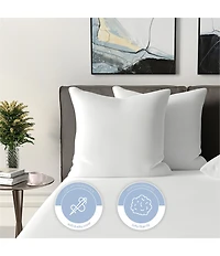 BodiPEDIC Fiber Filled Square Euro Pillow Insert, Set of 2