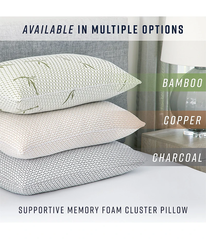 BodiPEDIC Gel-Infused Memory Foam Cluster Jumbo Bed Pillow with Rayon from Bamboo Infused Cover