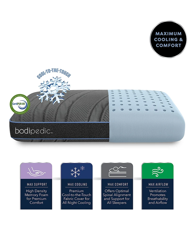 BodiPEDIC Max Support High Density Memory Foam Bed Pillow