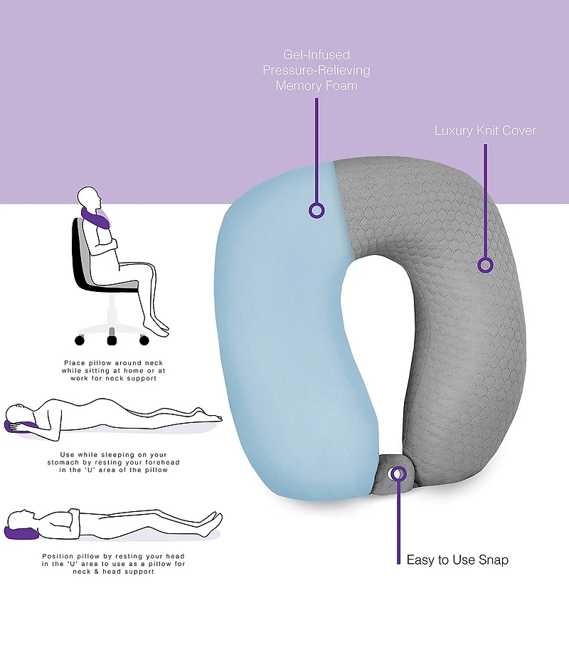 BodiPEDIC Pressure-Relieving Support Memory Foam U-Neck Pillow