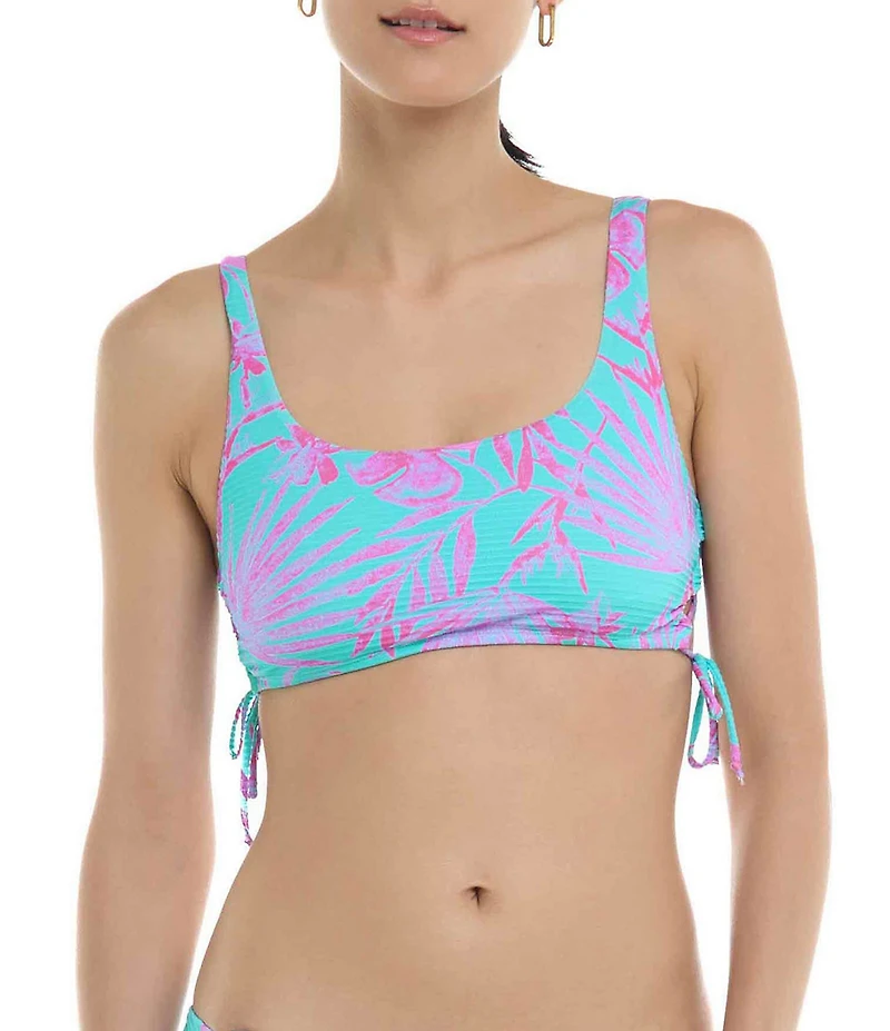 Body Glove Azores Maxim Leaf Print Scoop Neck Swim Top