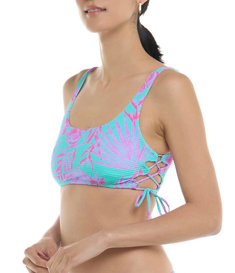 Body Glove Azores Maxim Leaf Print Scoop Neck Swim Top
