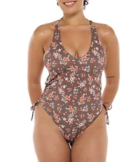 Body Glove Belle Missy V-Neck Side Shirring Plunge One Piece Swimsuit