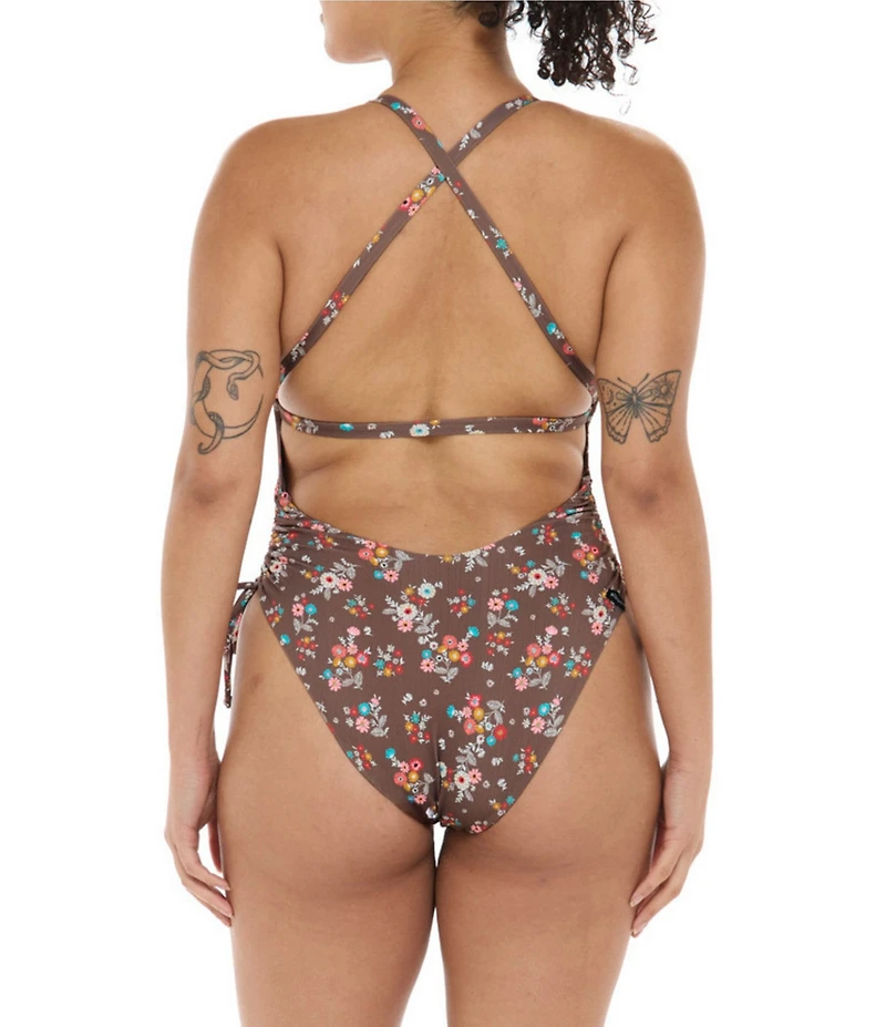 Body Glove Belle Missy V-Neck Side Shirring Plunge One Piece Swimsuit