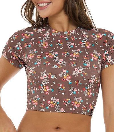 Body Glove Belle Rebel Crew Neck Short Sleeve Crop Rashguard Swim Cover-Up