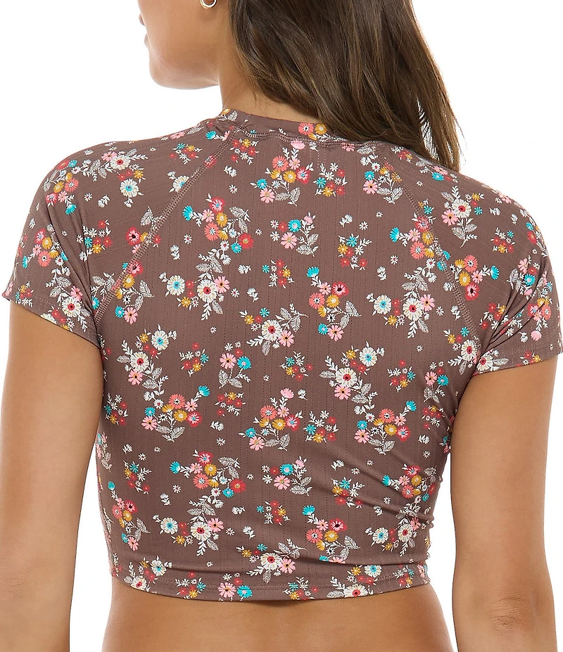 Body Glove Belle Rebel Crew Neck Short Sleeve Crop Rashguard Swim Cover-Up