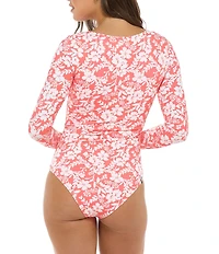 Body Glove Blooms Allegra V-Neck Long Sleeve Moderate Coverage One Piece Swimsuit