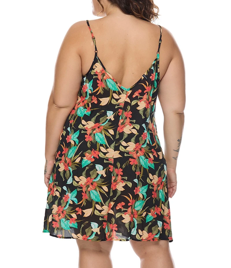 Body Glove Plus Size Nicole Floral V-Neck Dress Swim Cover-Up
