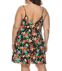 Body Glove Plus Size Nicole Floral V-Neck Dress Swim Cover-Up
