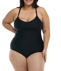 Body Glove Plus Size Smoothies Sandbar Scoop Neck One Piece Swimsuit
