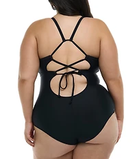 Body Glove Plus Size Smoothies Sandbar Scoop Neck One Piece Swimsuit