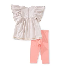 Bonnie Jean Little Girls Oversized Angle Sleeve Garden Kimono Top & Capri Set