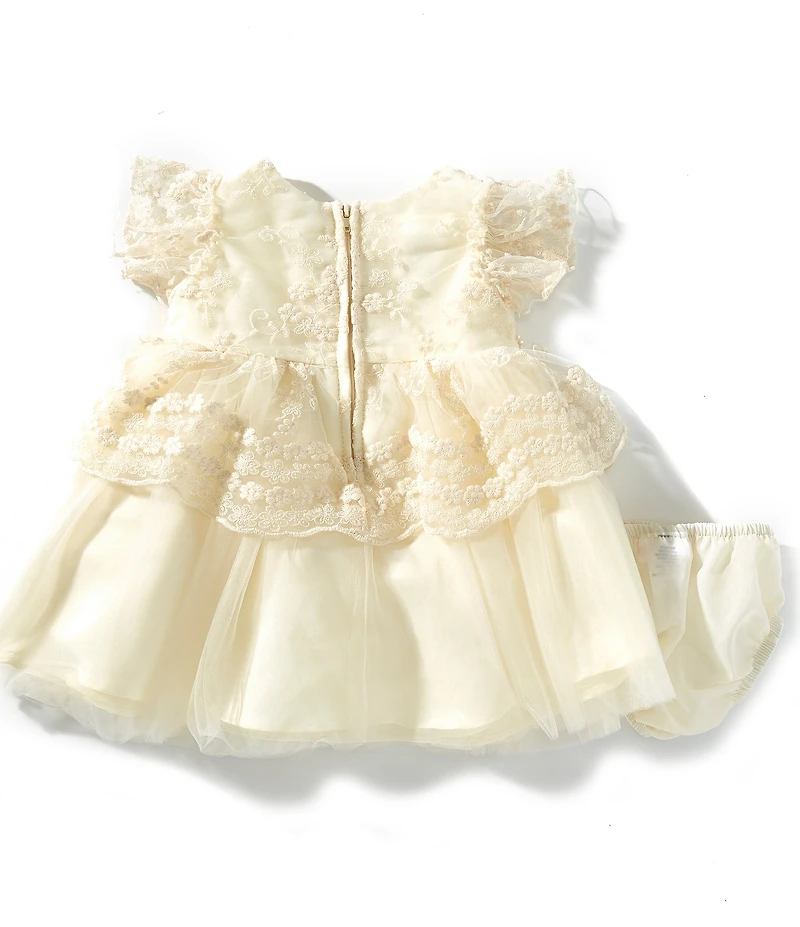 Bonnie Jean Baby Girls Angel-Sleeve Embroidered Lace/Mesh Fit-And-Flare Dress