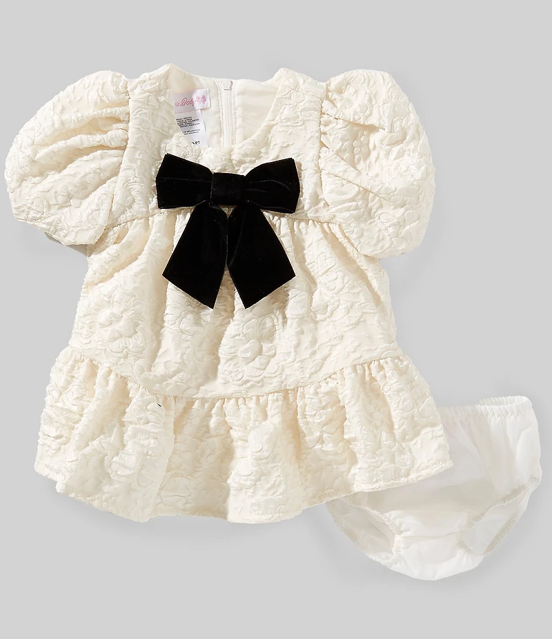 Bonnie Jean Baby Girls Bubble Sleeve Jacquard Fit-And-Flare Dress