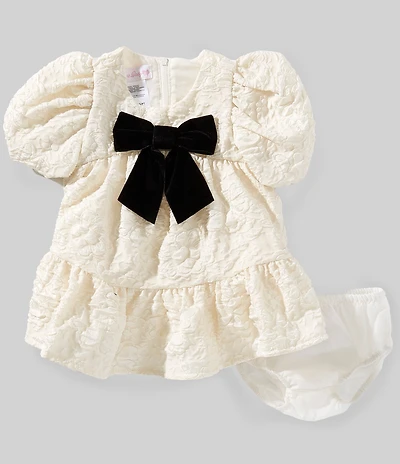 Bonnie Jean Baby Girls Bubble Sleeve Jacquard Fit-And-Flare Dress