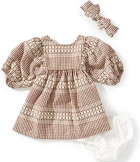 Bonnie Jean Baby Girls Cap-Sleeve Embroidered Gingham Woven Dress