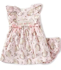 Bonnie Jean Baby Girls Flutter-Sleeve Bunny-Printed Peasant Dress