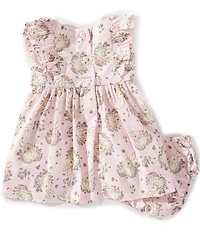 Bonnie Jean Baby Girls Flutter-Sleeve Bunny-Printed Peasant Dress