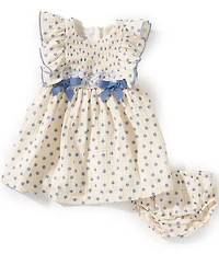 Bonnie Jean Baby Girls Flutter Sleeve Polka Dot Cotton Gauze Dress