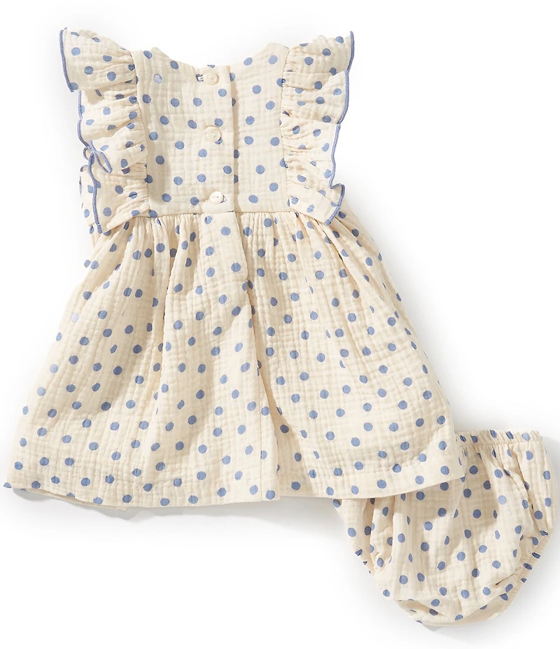 Bonnie Jean Baby Girls Flutter Sleeve Polka Dot Cotton Gauze Dress