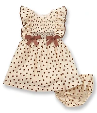 Bonnie Jean Baby Girls Flutter Sleeve Polka Dot Cotton Gauze Dress