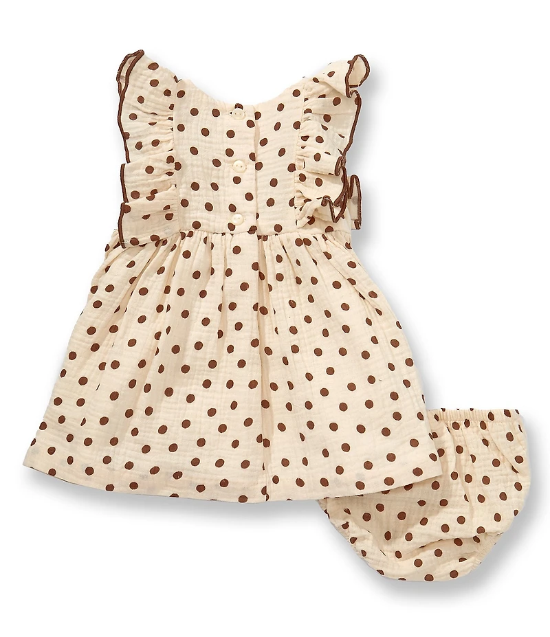 Bonnie Jean Baby Girls Flutter Sleeve Polka Dot Cotton Gauze Dress